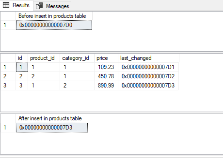 SQL Server implementing Concurrency with RowVersion Data Type